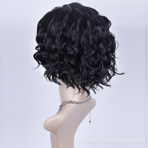 Cheap Black Ladies Short Pixie Cut Wig Natural Black Pixie Wig for Black Women With Short Forehead No Glue  Short Hair Wig
